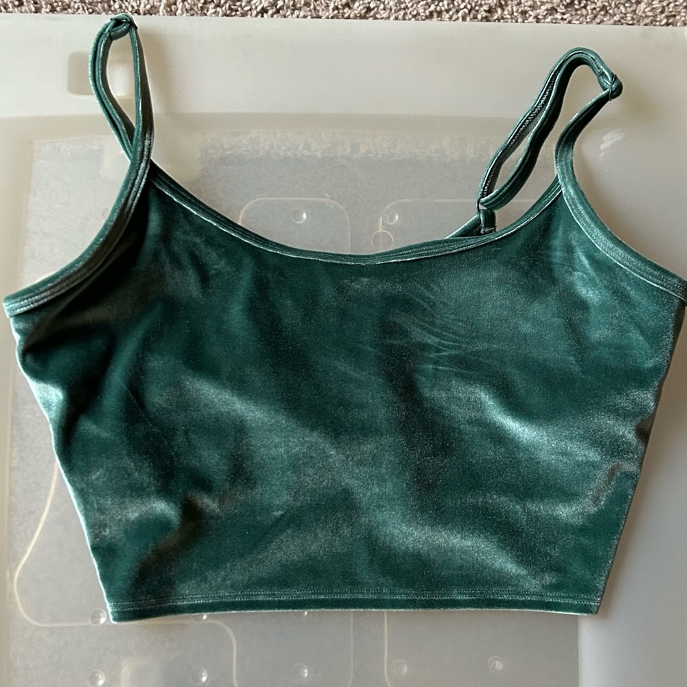 Emerald Green Velvet Women's Crop Top